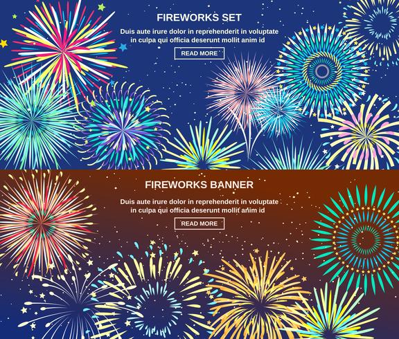 Exploderande Av Fireworks Horisontella Banderoller vektor
