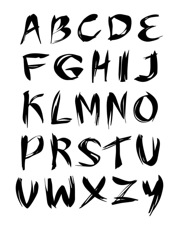 grunge handritad alfabet vektor