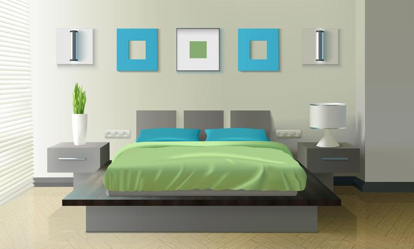 Modernes Schlafzimmer Realistisches Design vektor