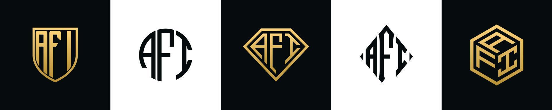 Anfangsbuchstaben afi Logo Designs Bundle vektor