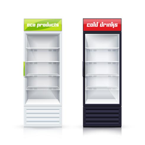 Två tomma kylskåp realistisk illustration vektor