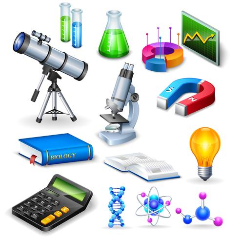 Wissenschaft realistische Icons Set vektor