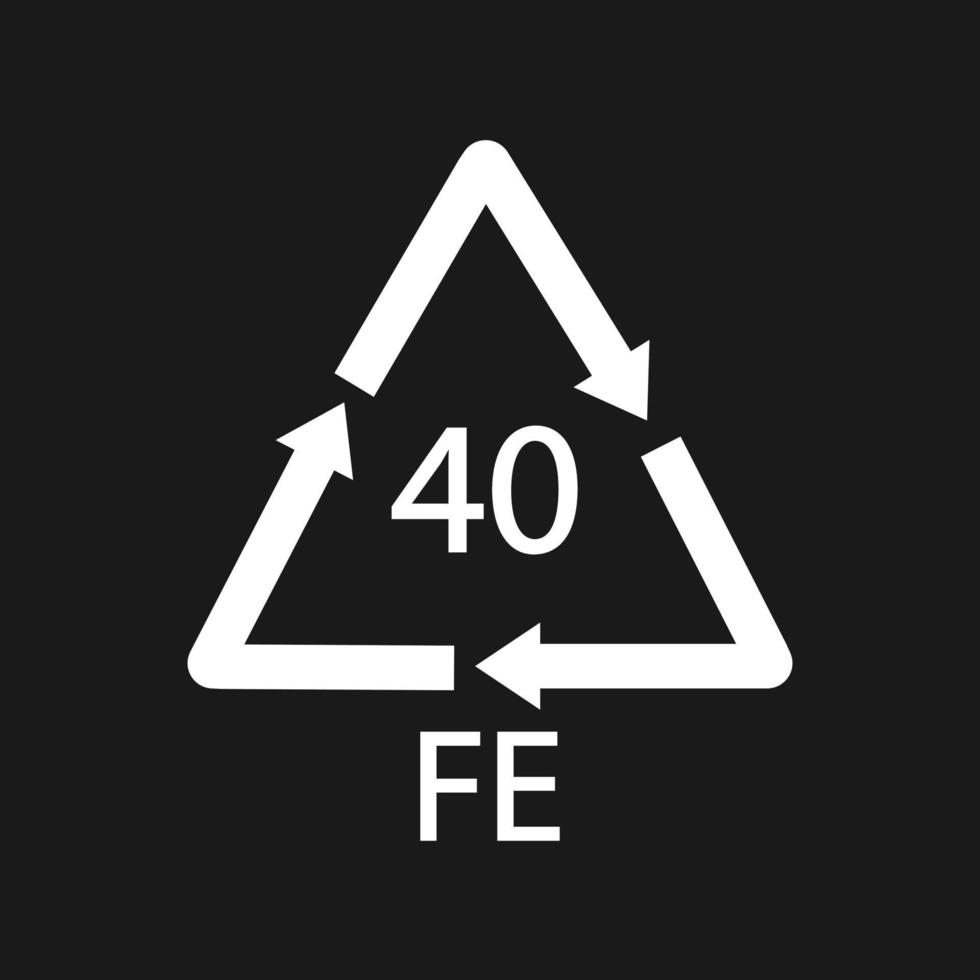 Plastikrecyclingsymbol Fe 40, Plastikverpackung. schwarze Vektorillustration vektor