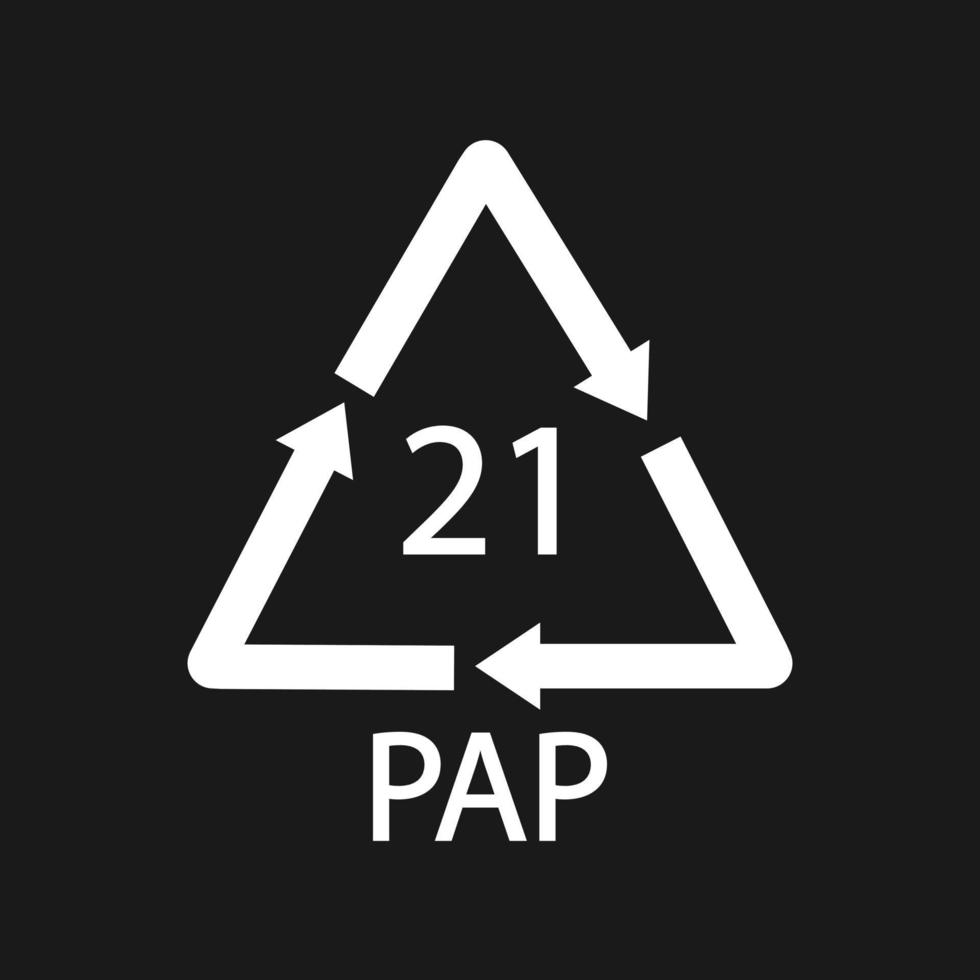 Papierrecyclingsymbol pap 21 anderes gemischtes Papier. schwarze Vektorillustration vektor