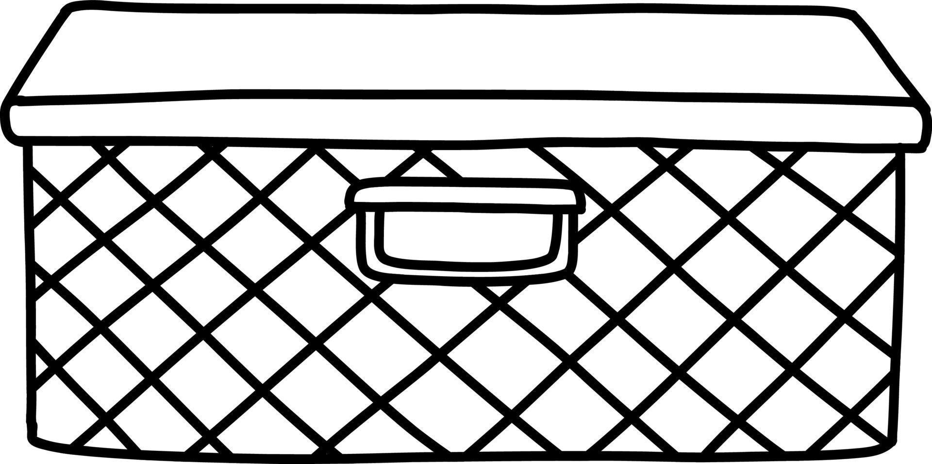förvaringslåda i flätad. flätad låda skiss. vektor illustration i doodle stil.