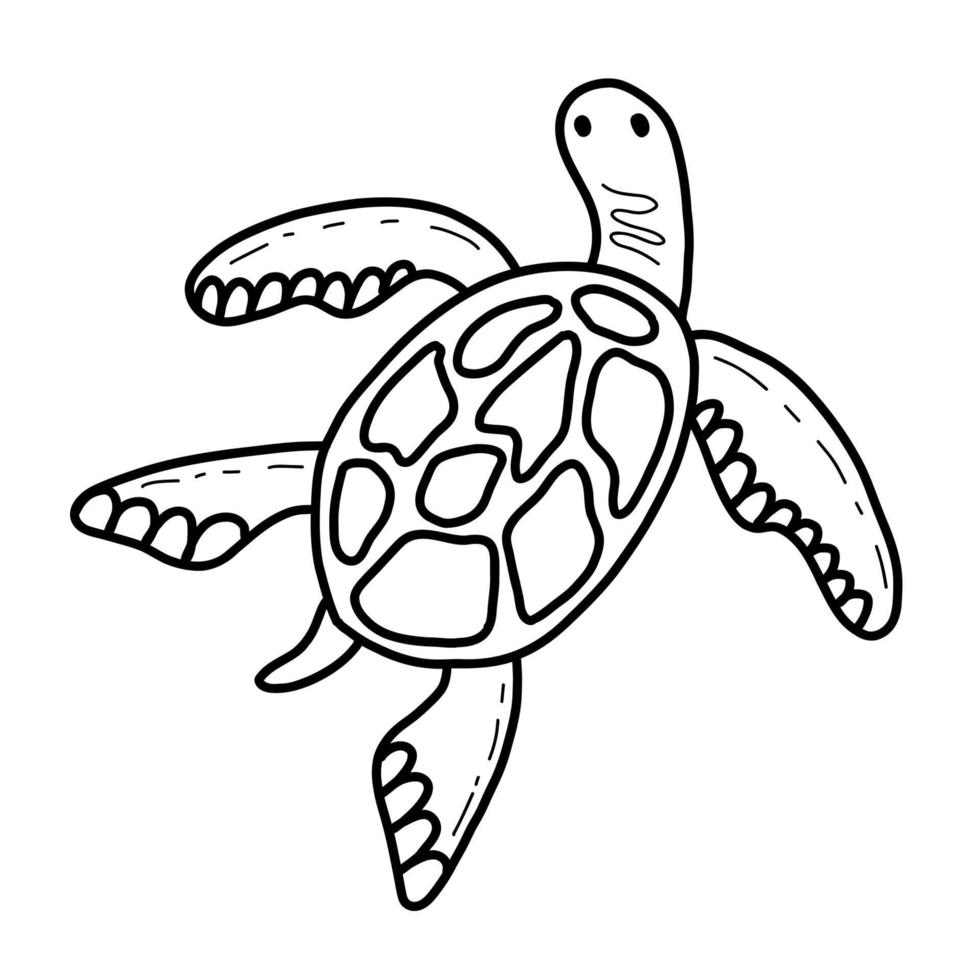 süße Meeresschildkröte. Vektorillustration im Stil eines Doodles vektor