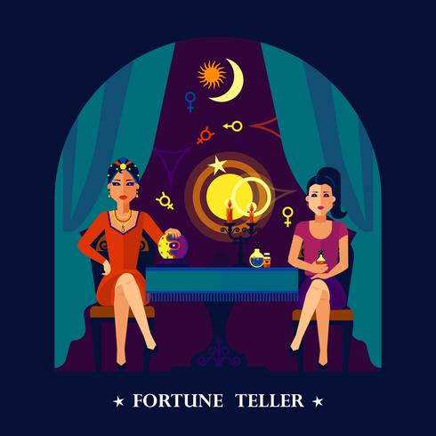 Fortune Teller Cristal Ball Flat Illustration vektor