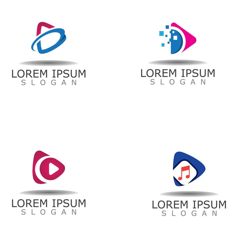 polygonal media spela logotyp illustration. Spela knappen vektor mall