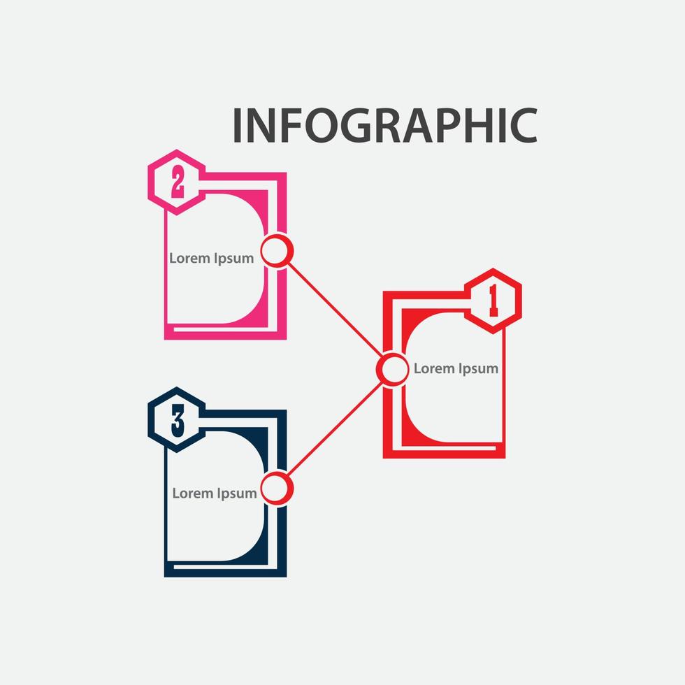 modernes Design von Infografikvorlagenelement nummerierten Bannersymbolen und 3 Schritten vektor