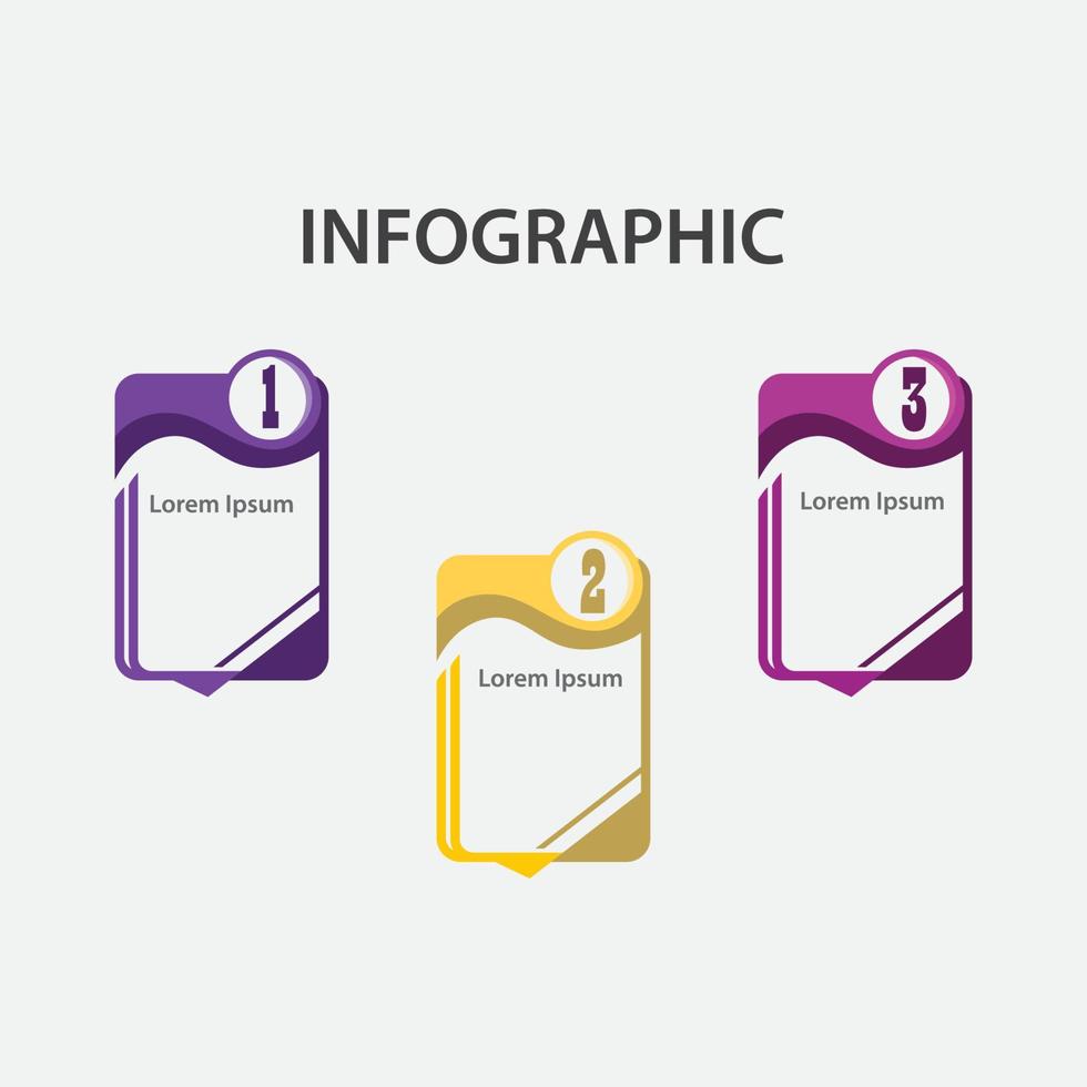 modernes Design von Infografikvorlagenelement nummerierten Bannersymbolen und 3 Schritten vektor