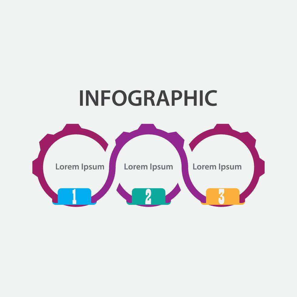 modernes Design von Infografikvorlagenelement nummerierten Bannersymbolen und 3 Schritten vektor