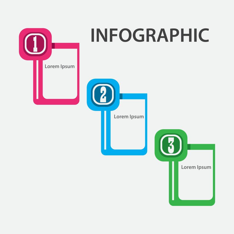 modernes Design von Infografikvorlagenelement nummerierten Bannersymbolen und 3 Schritten vektor