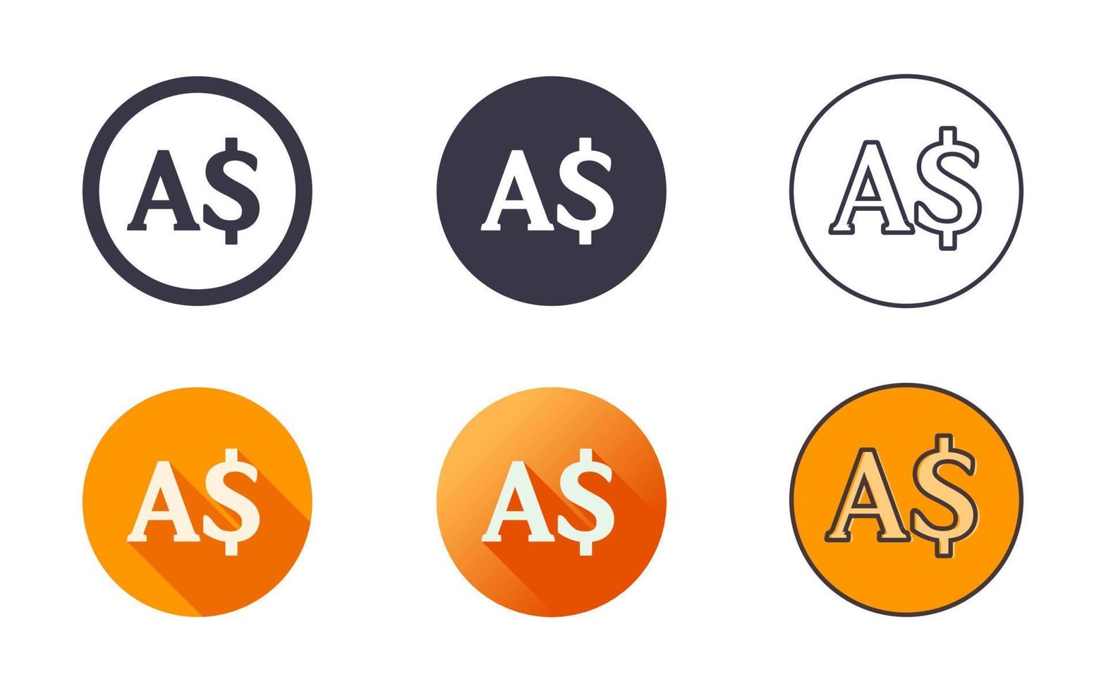 australischer Dollar-Symbol-Icon-Set vektor