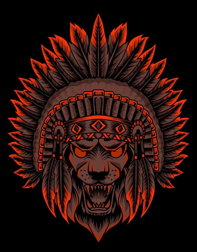 illustration vektor indiska apache lejonhuvud