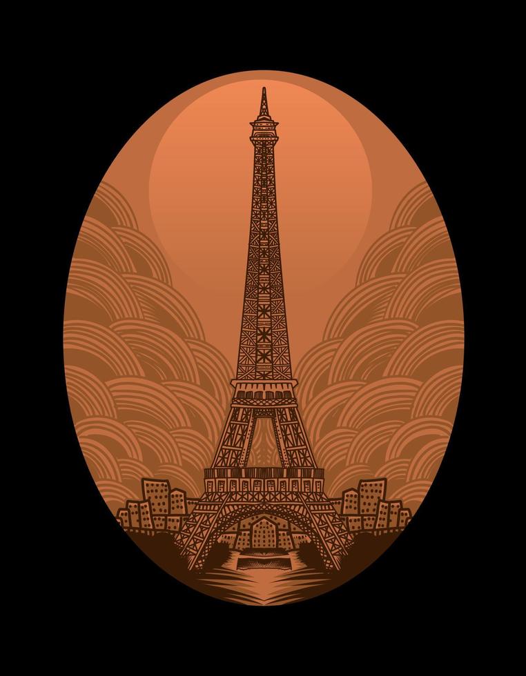 Illustration Retro-Eiffelturm mit Vintage-Stil vektor