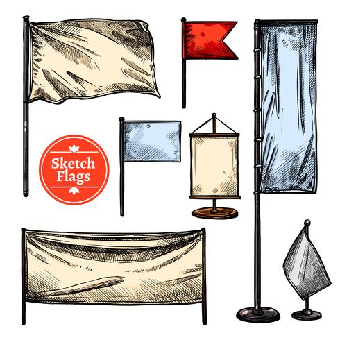 Sketch Flags Set vektor