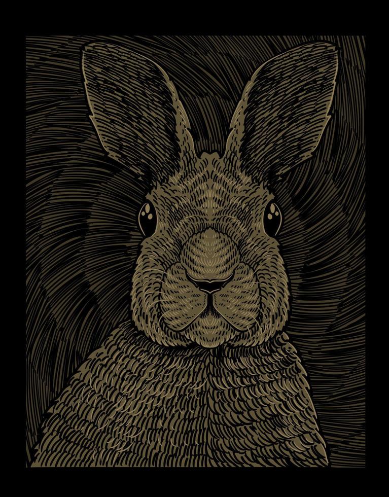 illustration vintage kanin med gravyr stil vektor