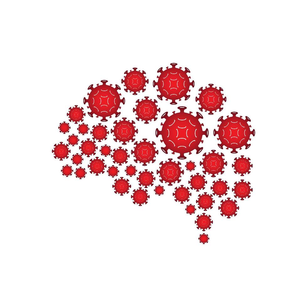 Gehirn mit Koronavirus, das innerhalb der Vektordesignillustration geformt ist vektor
