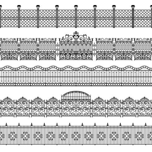 Zäune Border Pattern Set vektor