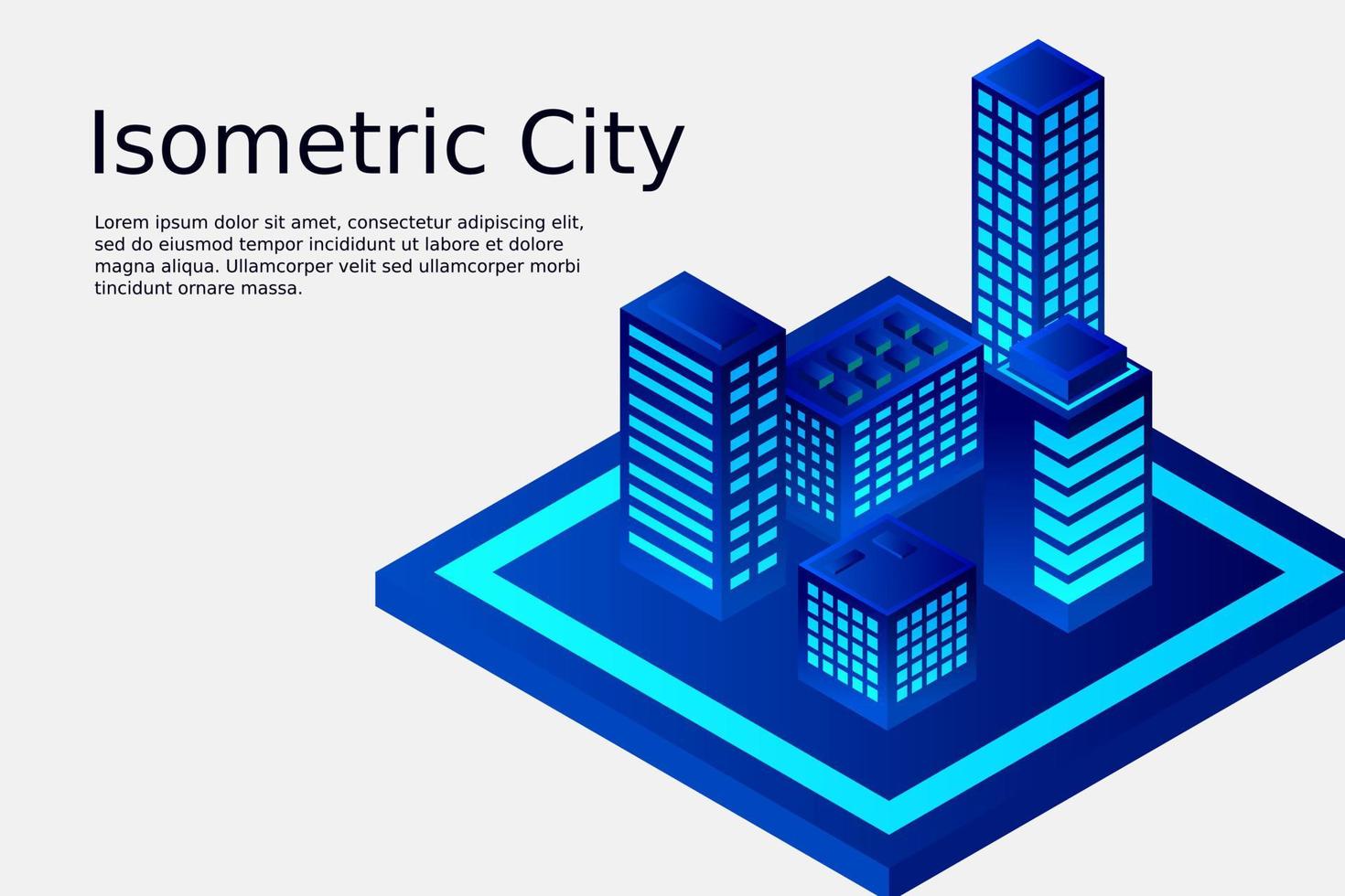 isometrisk framtida stad. fastighets- och byggbranschens koncept vektor