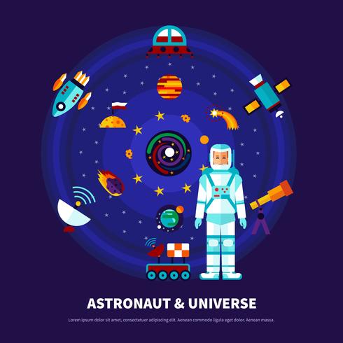 Astronauten- und Universums-Set vektor