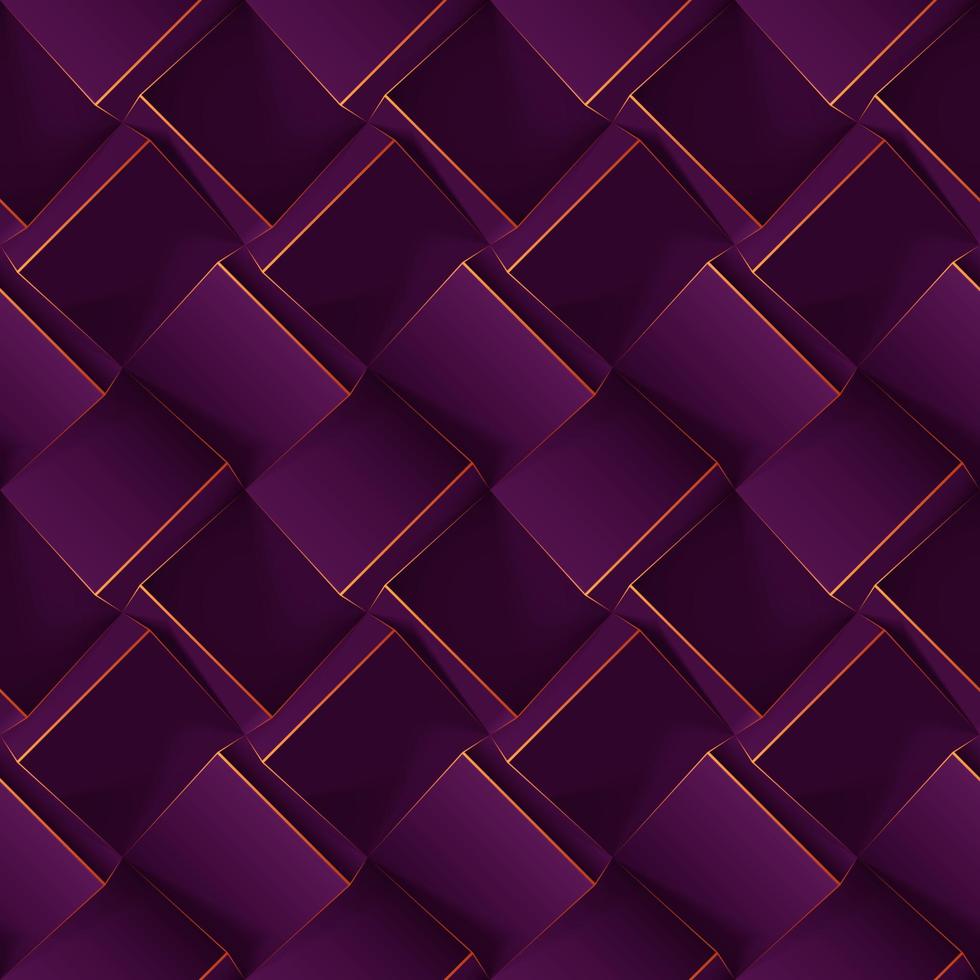 dunkelviolettes nahtloses geometrisches Muster. realistische 3D-Würfel mit dünnen Linien. Vektorvorlage für Tapeten, Textilien, Stoffe, Geschenkpapier, Hintergründe. Textur mit Volumen-Extrude-Effekt. vektor