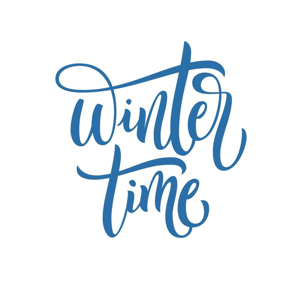 handgemachte Kalligraphie Winterzeit. handgezeichnete Winterkarte. Vektor-Illustration. moderne Winterkalligraphie. Typografie für Kalender oder Poster, Grußkarten oder T-Shirts. Vektor-Schriftzug. vektor