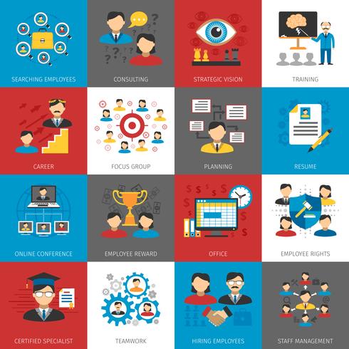 Human Resources Management Flat Icon Collection vektor