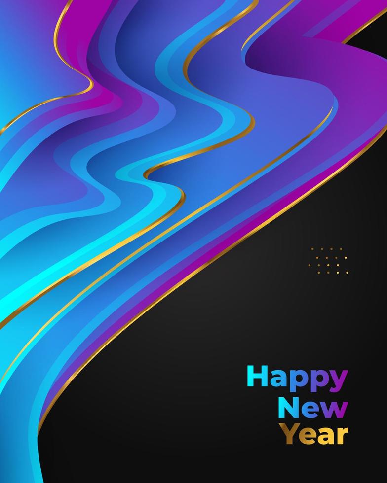 gott nytt år 2022 banner eller affisch med färgglad flytande bakgrundsdesign. nyårsfirande designmall för flygblad, affisch, broschyr, kort, banderoll eller vykort vektor