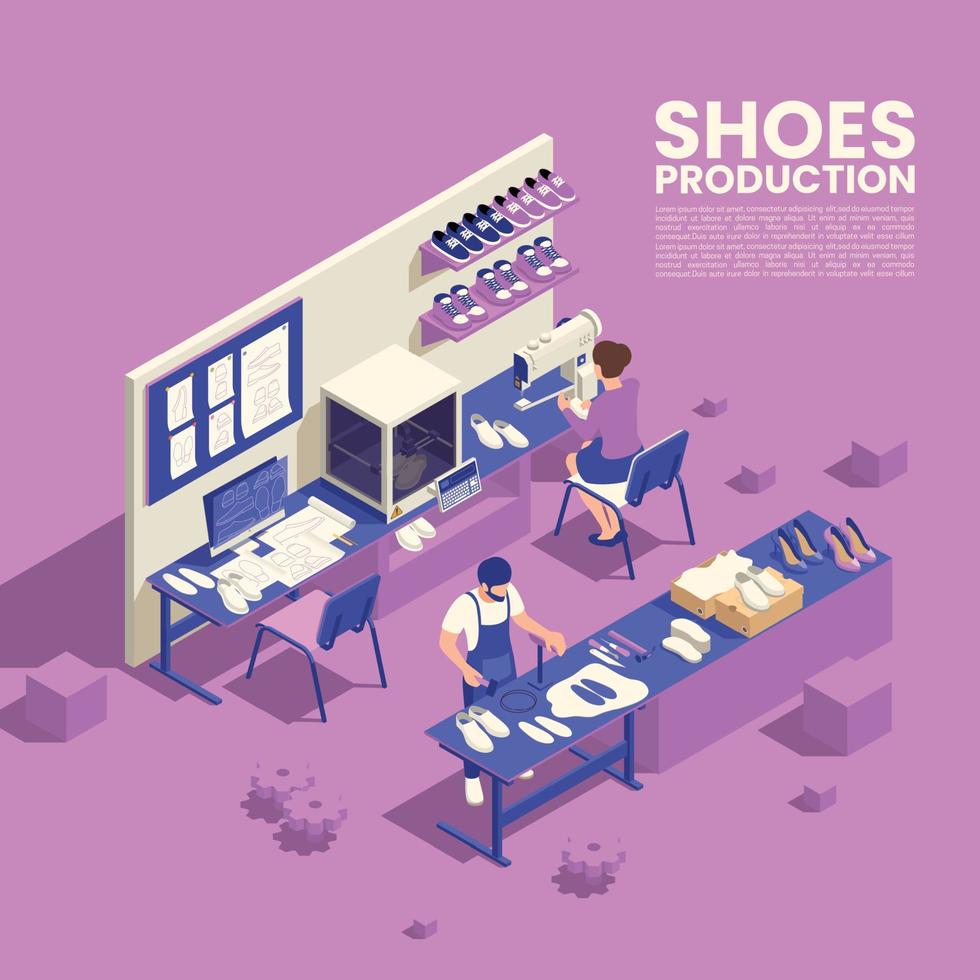 Plakat zur Schuhproduktion vektor