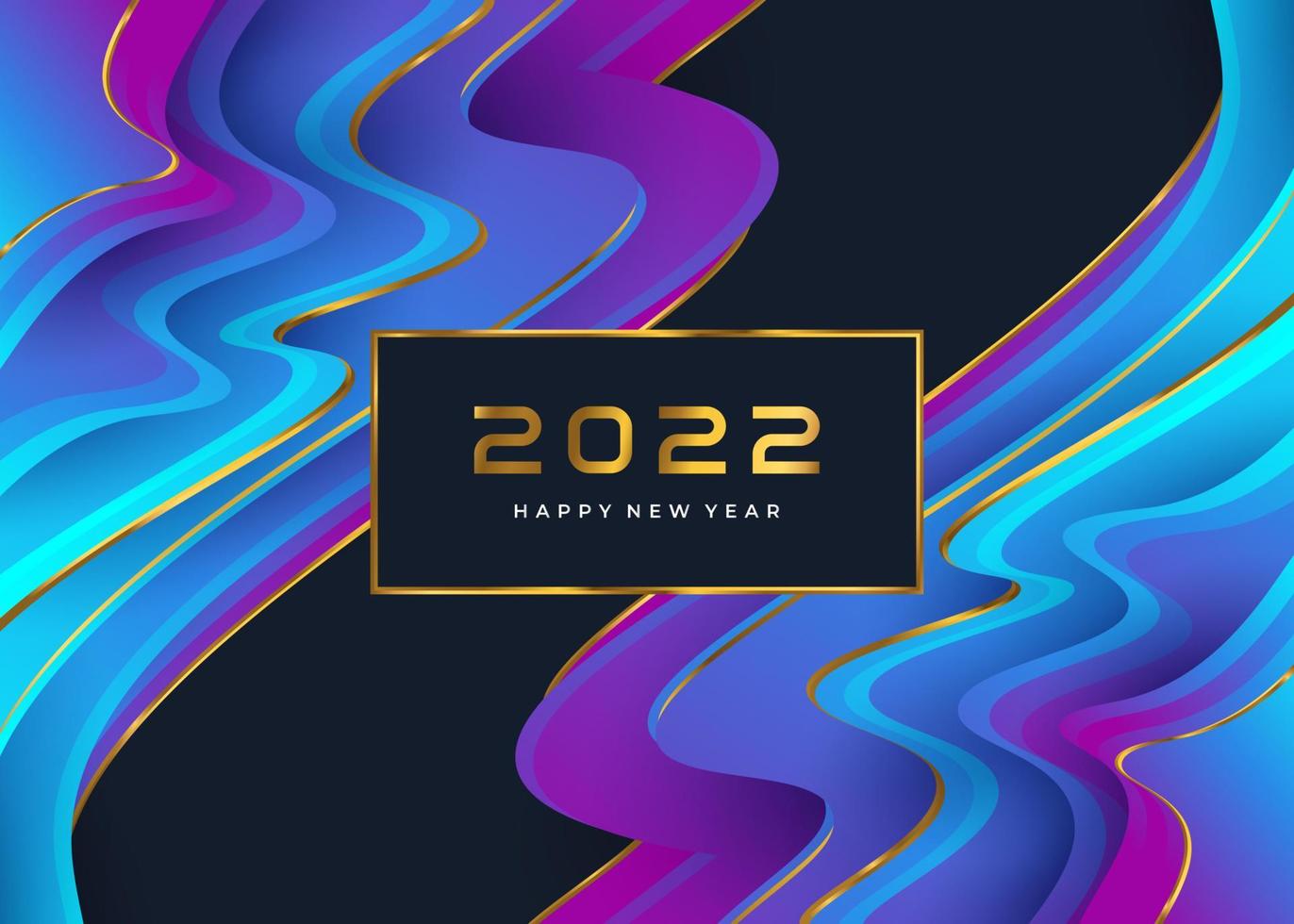 gott nytt år 2022 banner eller affisch med färgglad flytande bakgrundsdesign. nyårsfirande designmall för flygblad, affisch, broschyr, kort, banderoll eller vykort vektor