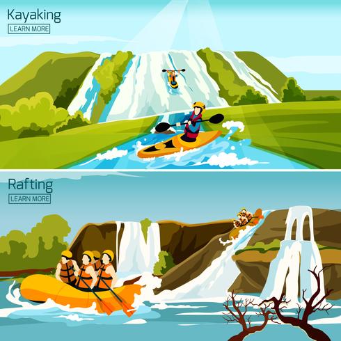 Rafting kanotpaddling kajak kompositioner vektor