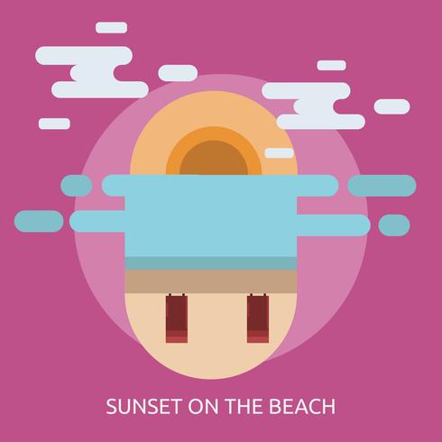 Sonnenuntergang auf der Strand-Begriffsillustration Design vektor