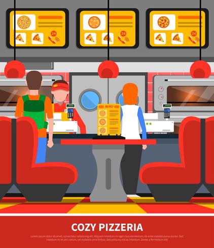 Pizzeria interiör illustration vektor