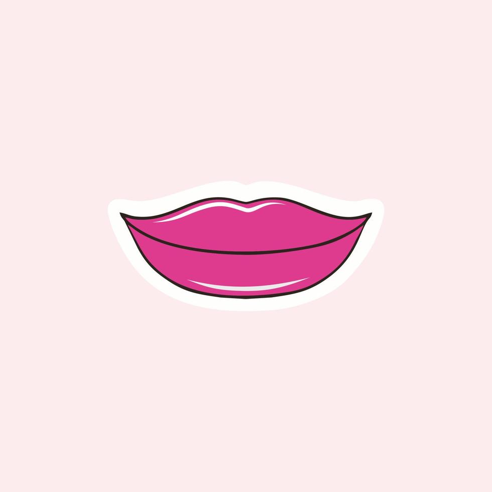 kvinnliga läppar målade med rosa läppstift. vackra läppar isolerad på en vit bakgrund. vektor illustration för skönhet och mode.