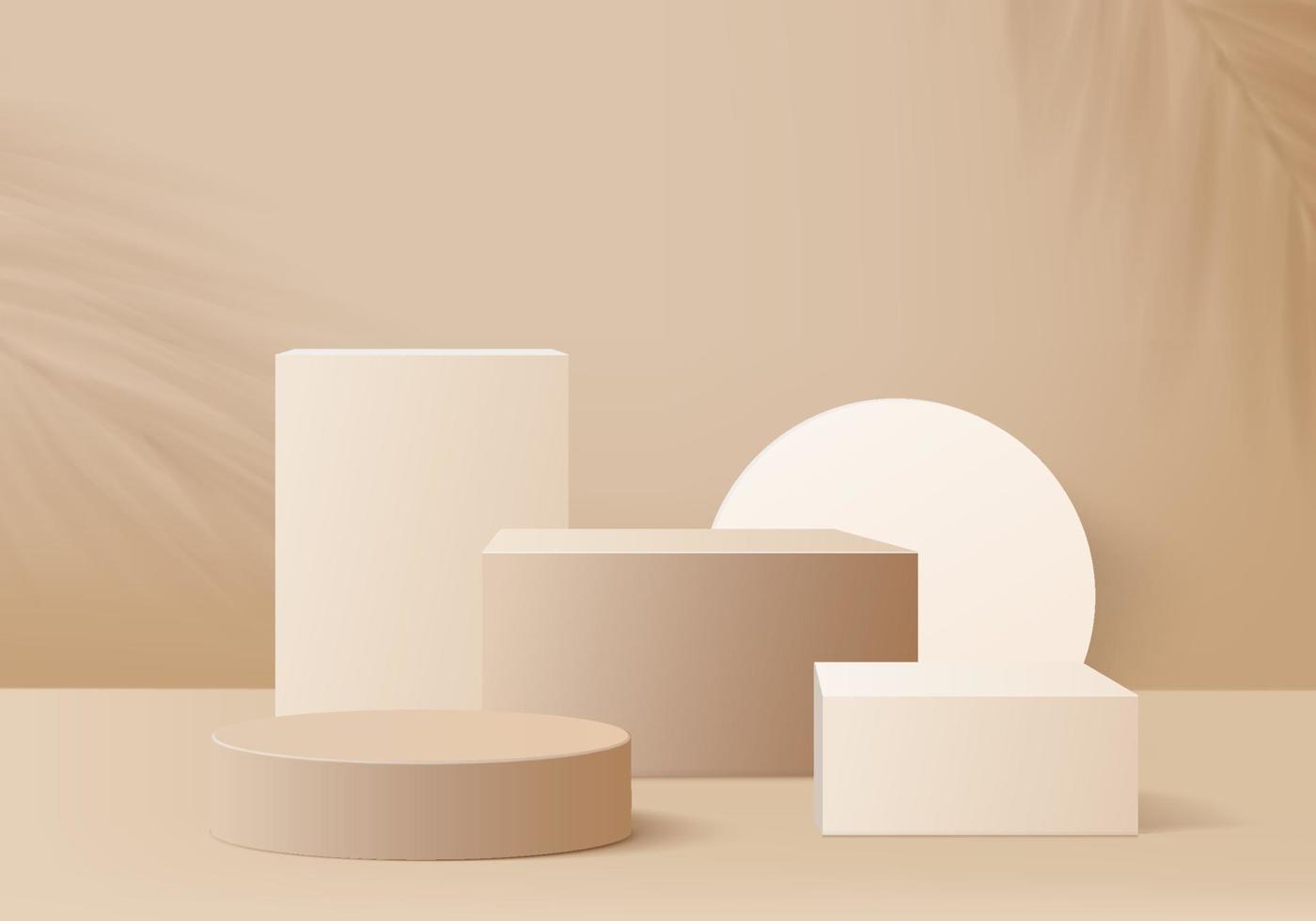 Zylinder abstrakte minimale Szene mit geometrischer Plattform. Sommerhintergrundvektor 3d Rendering mit Podium. stehen, um kosmetische Produkte zu zeigen. Bühnenvitrine auf Sockel moderne 3D-Studio beige Pastell vektor