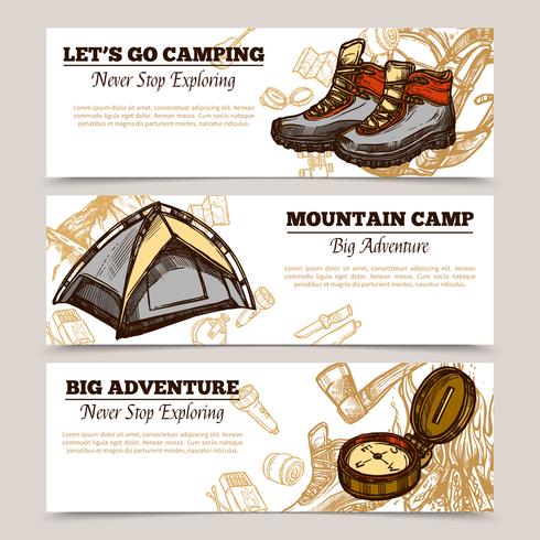 Turism Camping Vandring Banderoller vektor