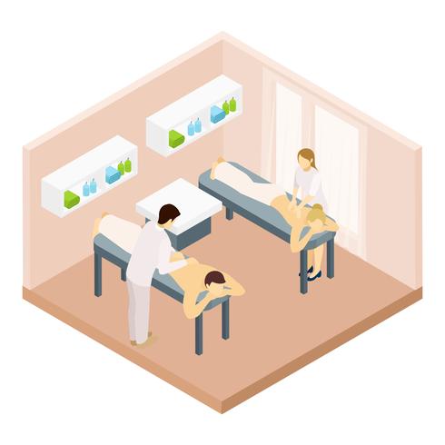 Massage Room Isometric Illustration vektor