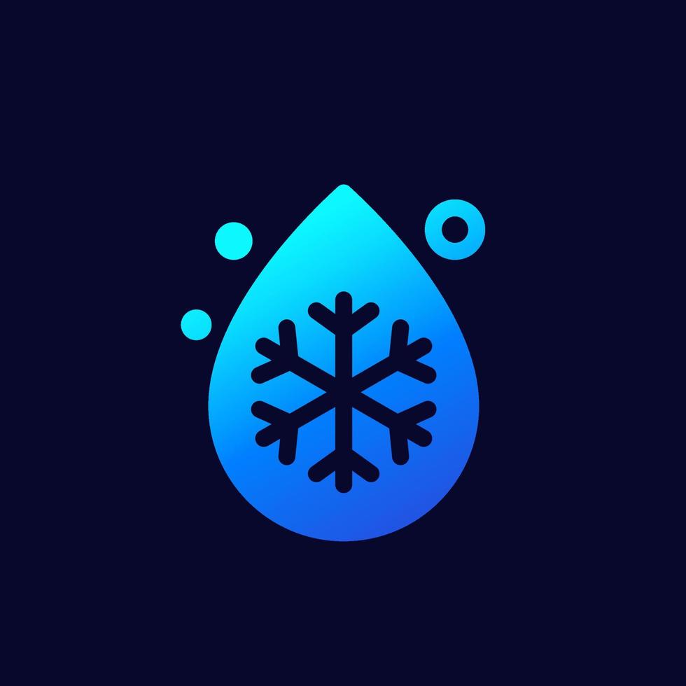 Kühlmitteltropfensymbol mit einer Schneeflocke vektor
