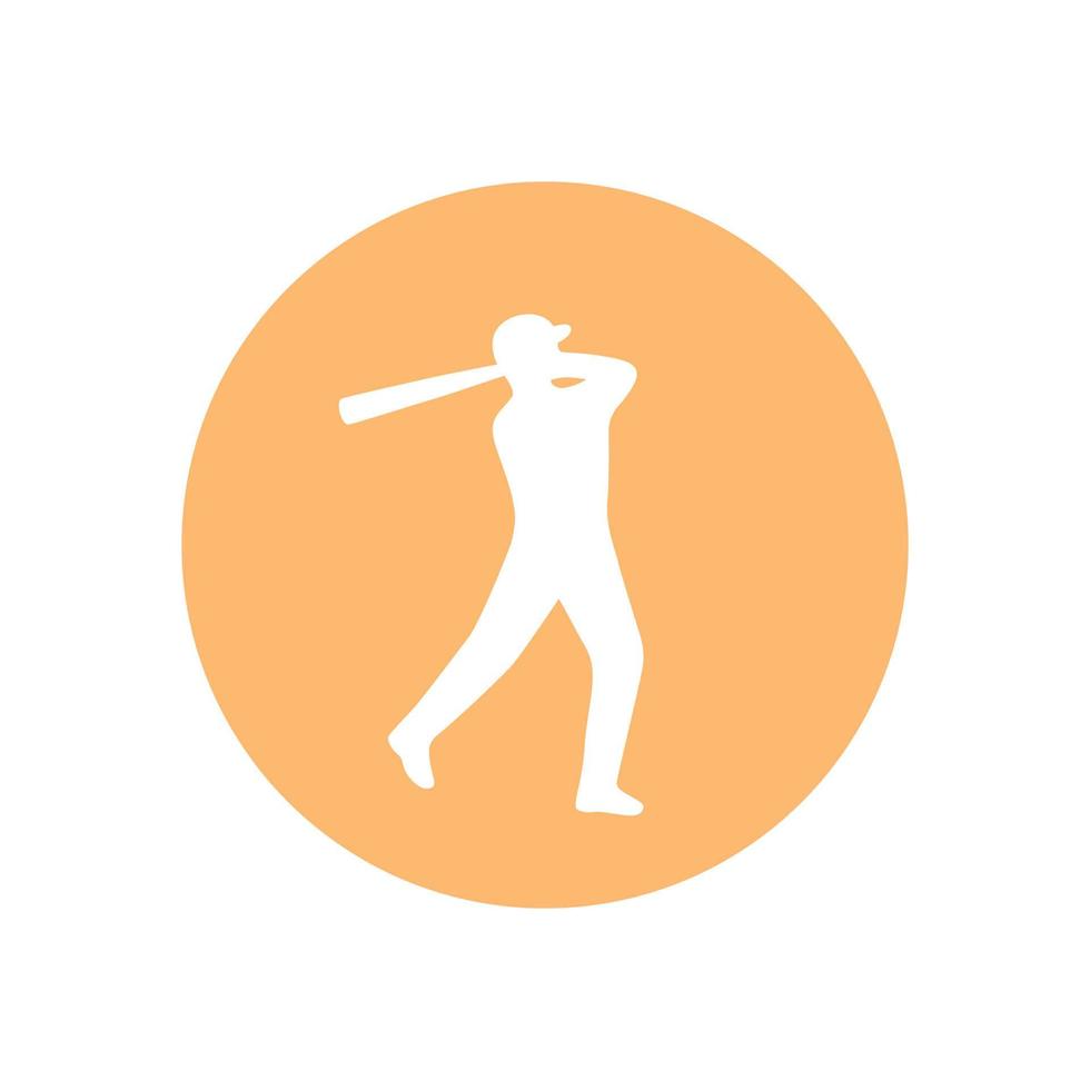 Baseball-Symbol, Baseball-Spieler am Schläger, rundes Symbol auf weiß, Vektor-Illustration vektor