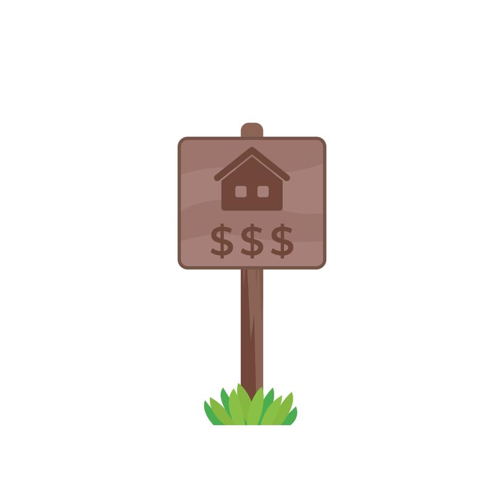 Haus zum Verkauf Holzschild, Immobilienvektor vektor
