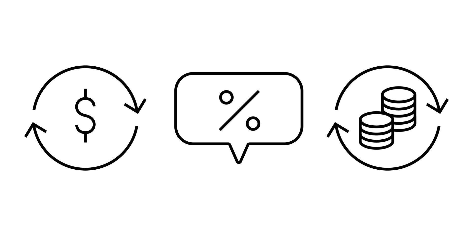 Satz kreative Illustration des bearbeitbaren Symbols im Zusammenhang mit Finanzsachen. Geldtransaktion. Elementvektorstrich geeignet für das UI-UX-Design von Finanz- oder Wirtschaftsanwendungen. vektor