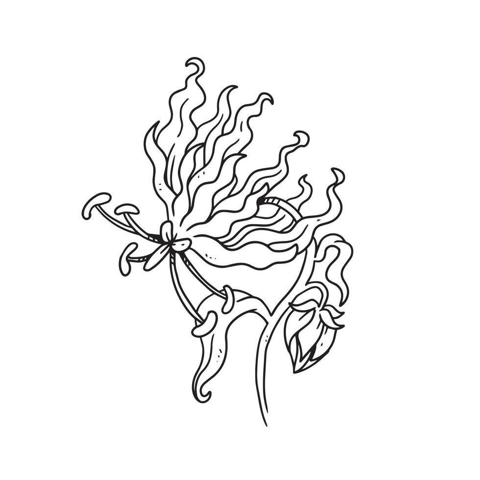 eine schöne Blume im Umrissstil illustriert. Blumenhand gezeichnete Illustrationssammlung für Blumenmuster. eine Elementdekoration für Hochzeitseinladungen, Grußkarten, Tätowierungen usw. vektor