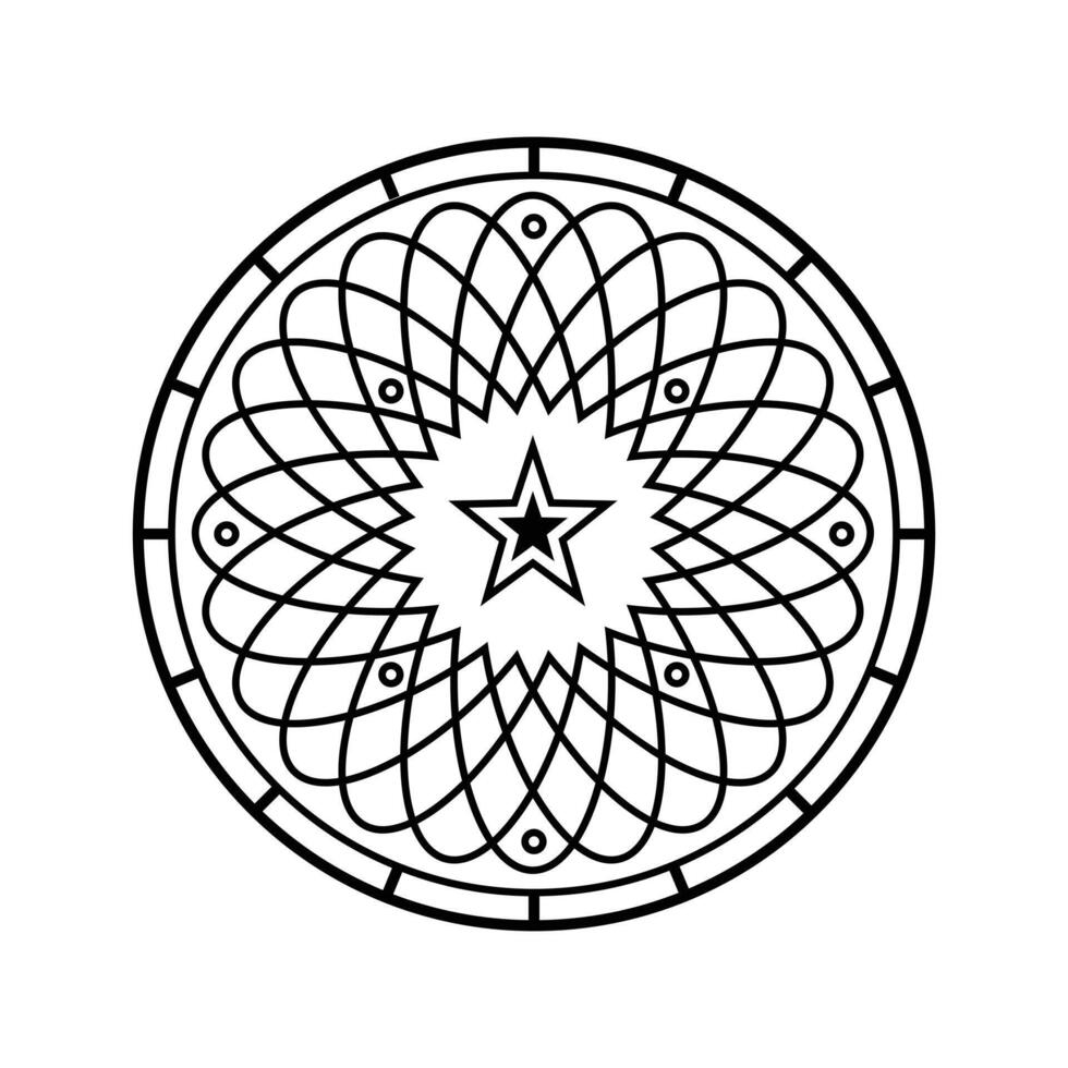 ein Mandala, eine abstrakte Kreisillustration, die sich auf einen spirituellen oder bestimmten Glauben bezieht. Ein wunderschönes aus dem alten Symbolelement gefertigtes Element für jedes kreative Design. vektor