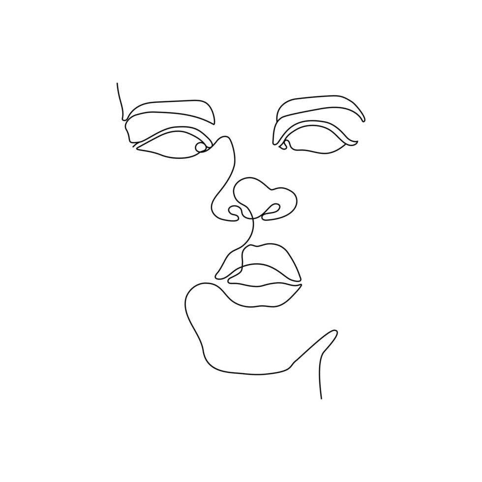 kontinuerlig en rad illustration av en kvinnas ansikte vektor