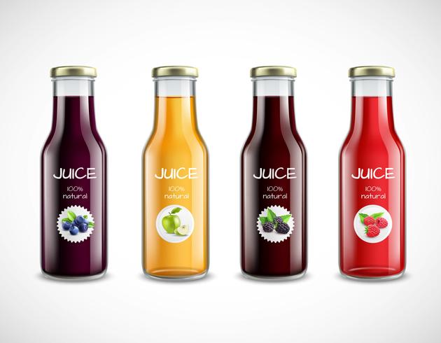 Glasflaskor Med Fruktjuice Collection vektor