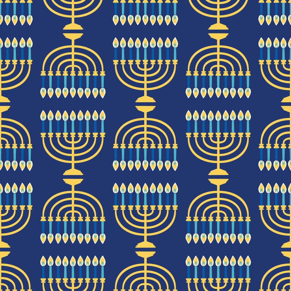 Hanukkah menorah seamless mönster. religiös bakgrund för judiska högtider. vektor illustration