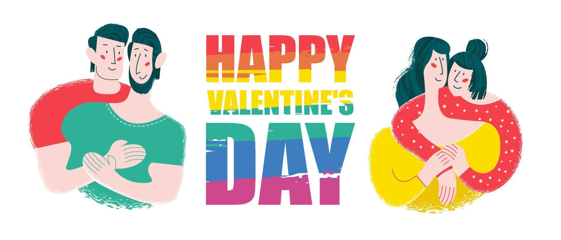 fröhlichen Valentinstag. Vektor-Illustration, Poster, LGBT-Grußkarte. vektor