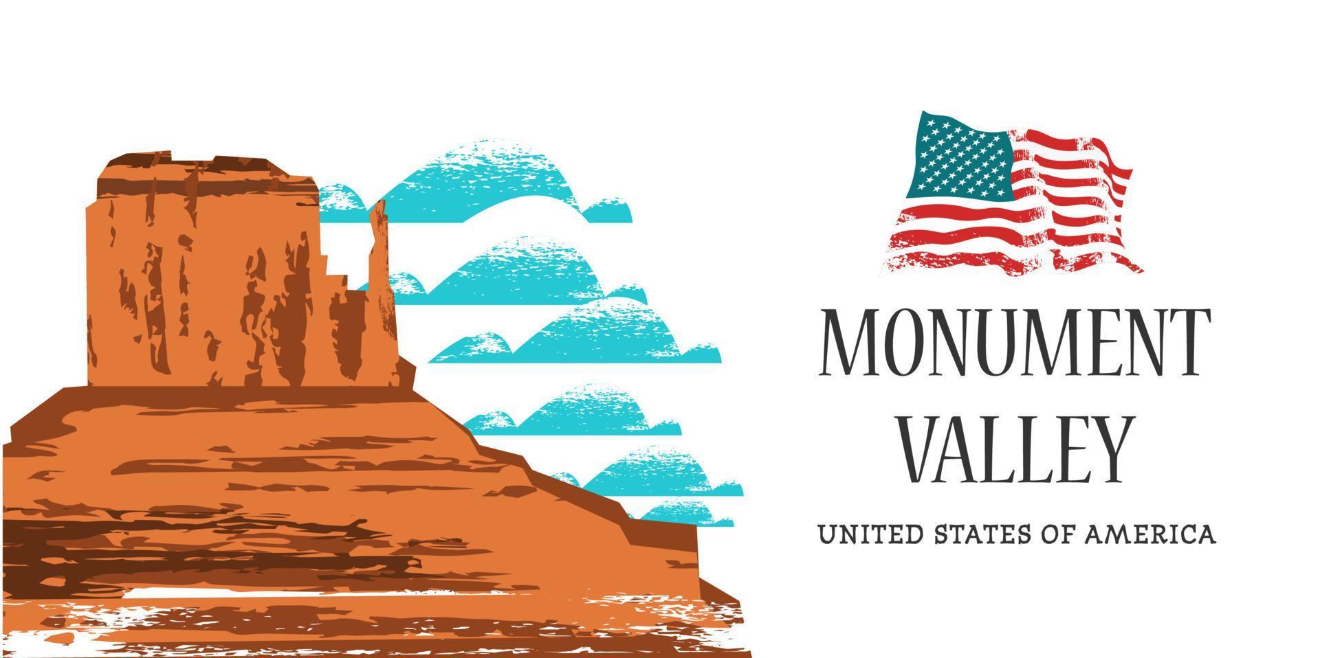 monument valley i arizona, usa. vektor illustration.