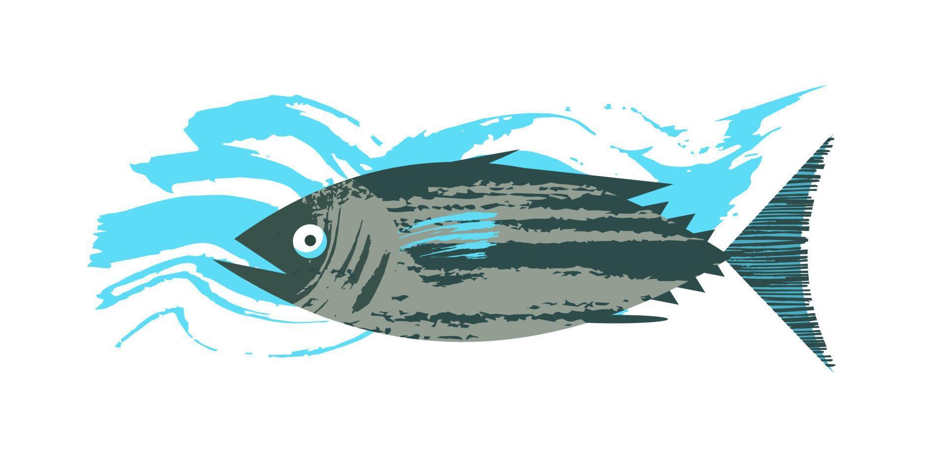 fisk. skaldjur. tonfisk. vektor illustration.